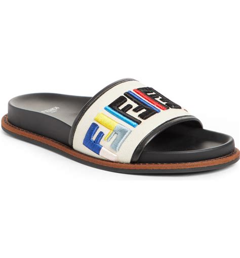 fun fendi logo slide sandal|fendi heels sandals.